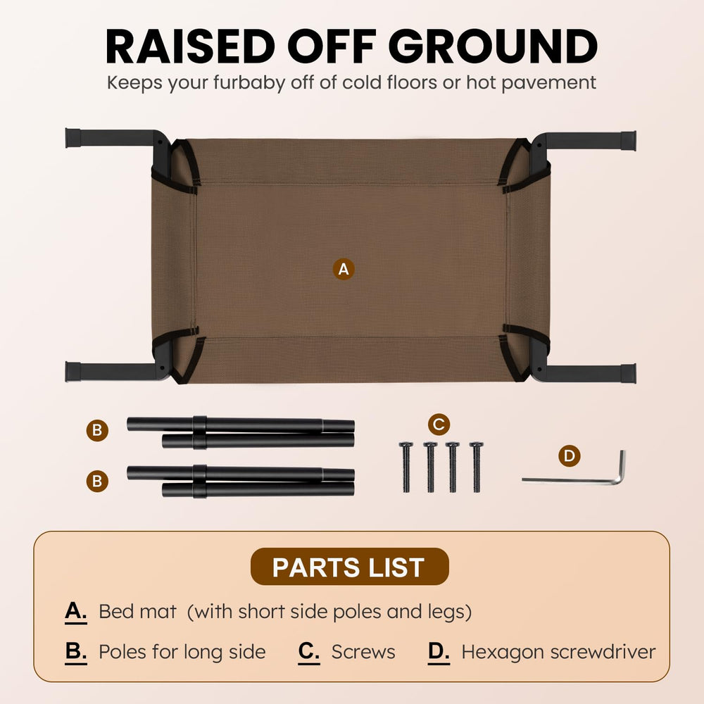 Heeyoo Elevated Dog Bed supports larger dogs with sturdy construction.