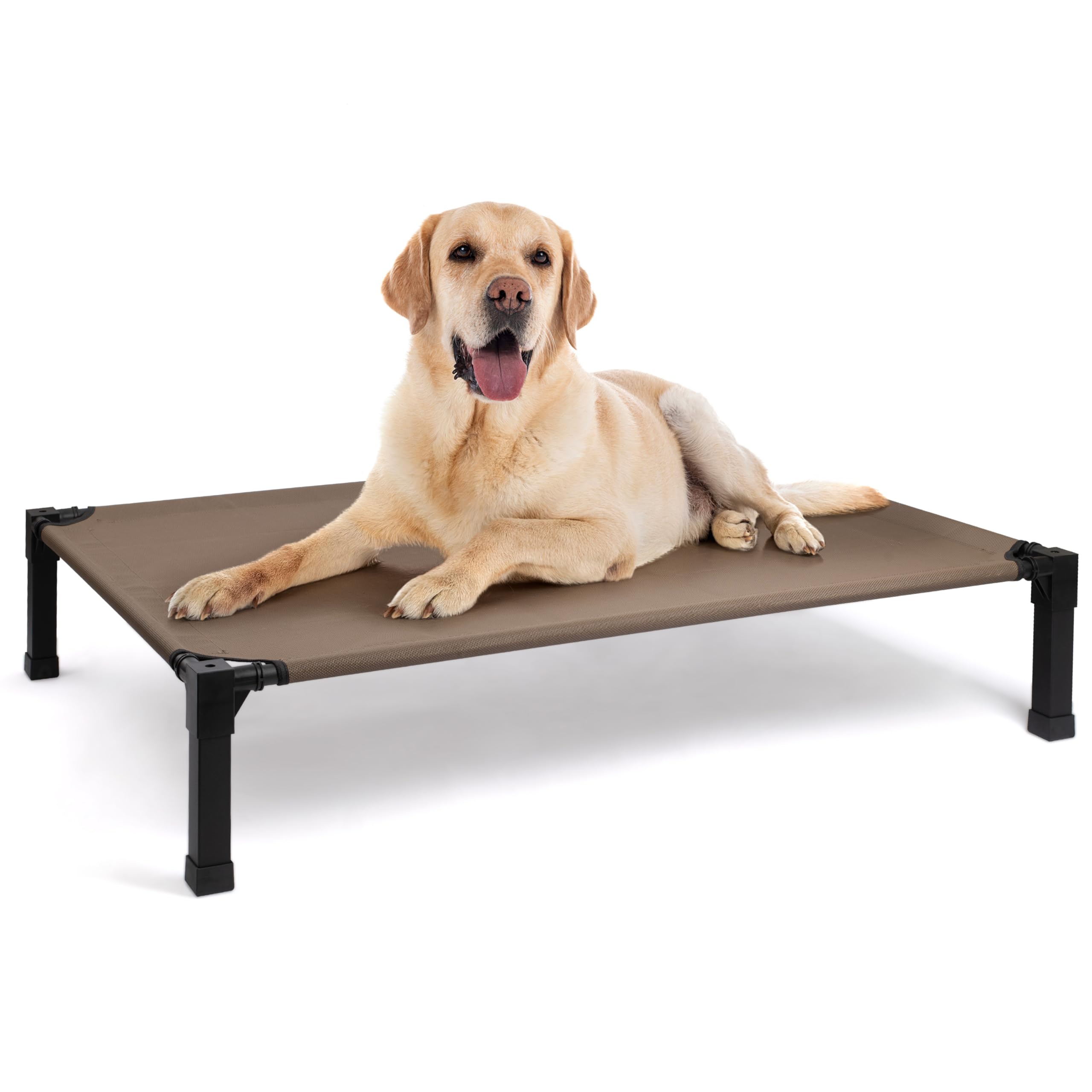 Heeyoo elevated dog bed outdoor cot helps pets stay cool and dry outside.