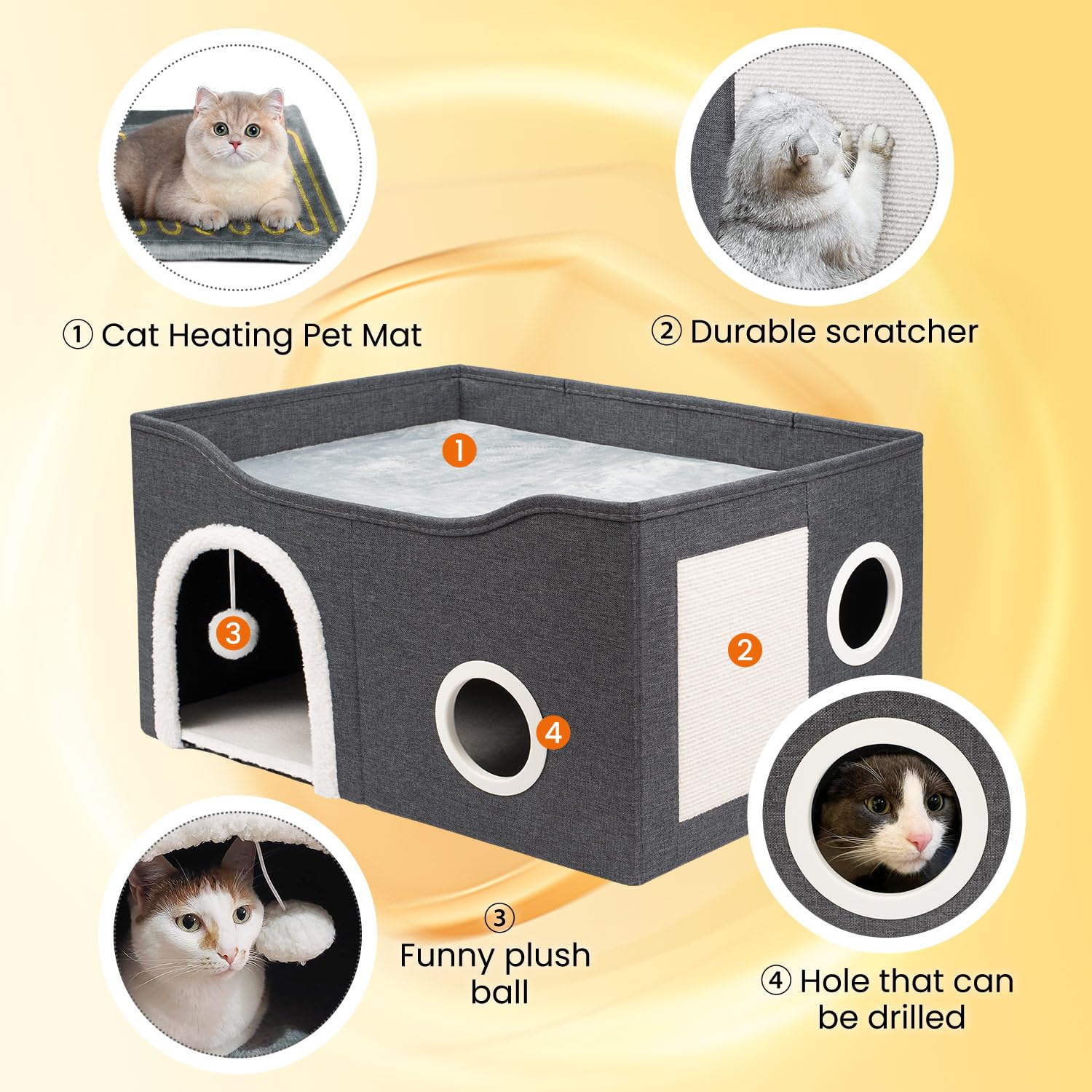 Heeyoo heated cat bed temperature control — precise warmth for year-round comfort