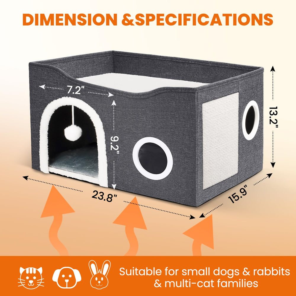 Heeyoo indoor heated cat house cave design — private retreat for relaxed naps