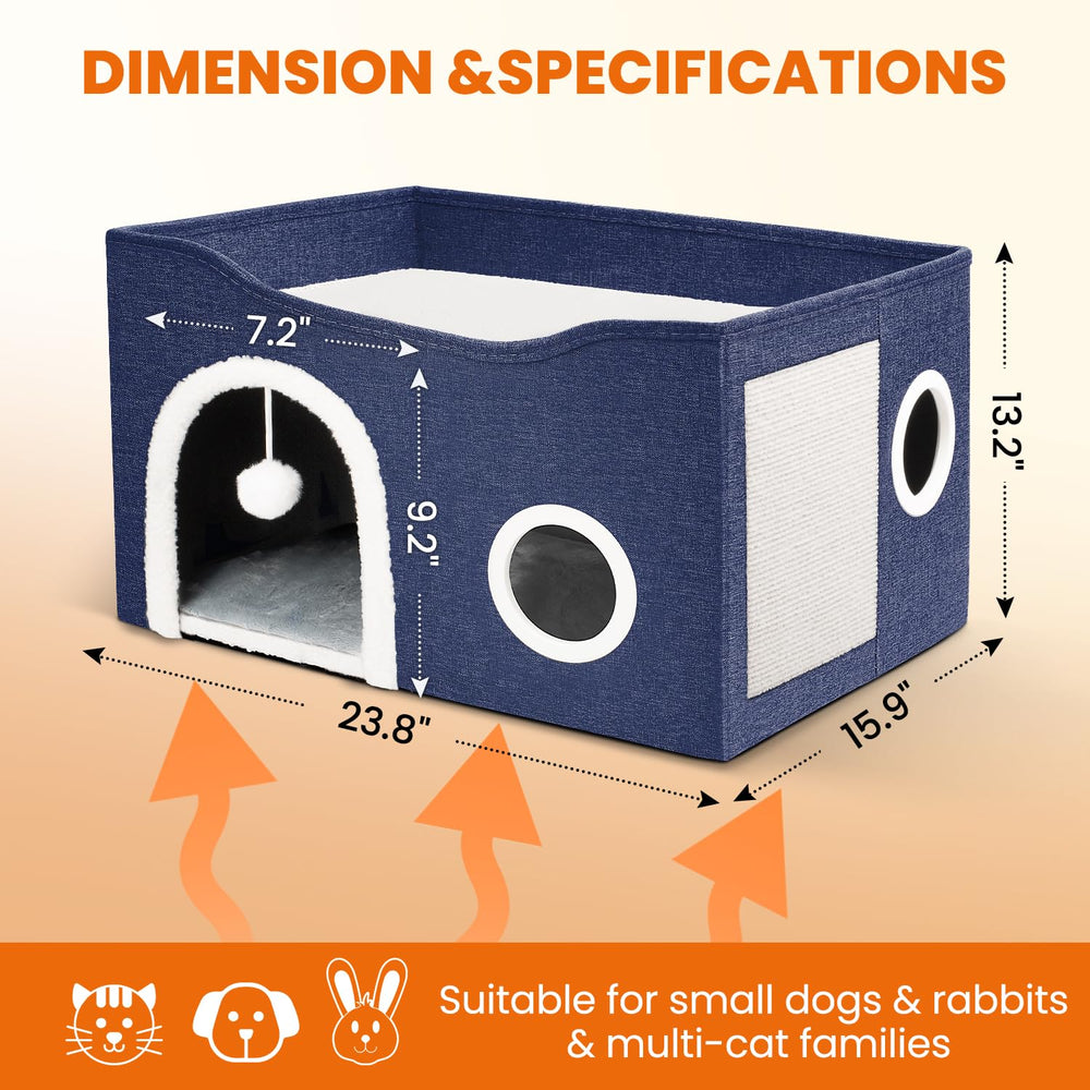 Heeyoo Indoor Heated Cat House spacious cave ideal for big cats or multiple felines