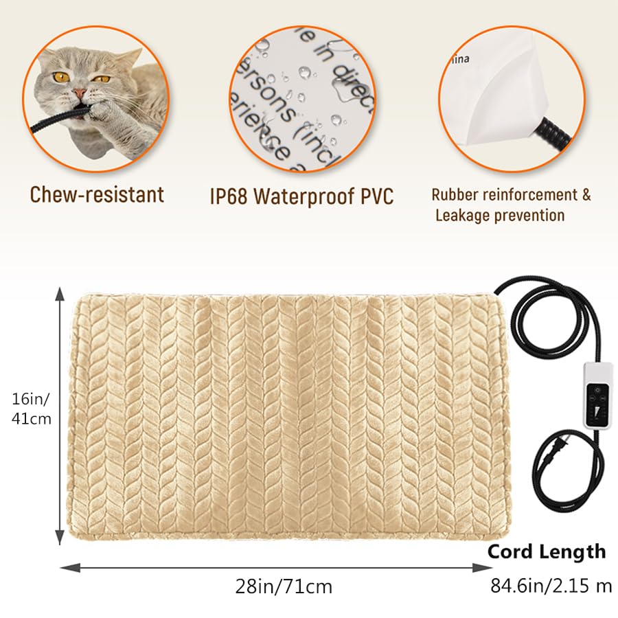 Heeyoo Pet Heating Pad fast heat with safety sensor for even warmth