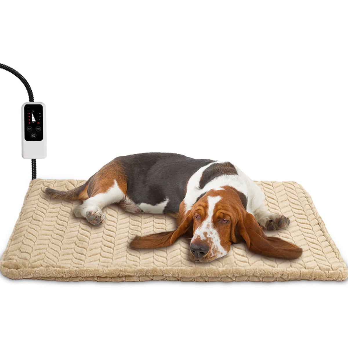 Heeyoo Pet Heating Pad in living room setup for cozy pets on cold days