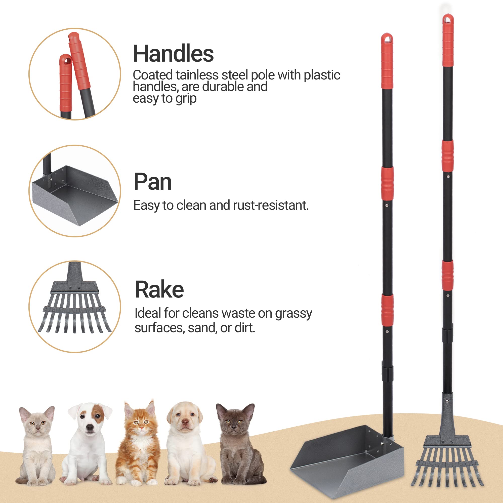 Heeyoo poop rake closeup showcasing precise scooping for smooth yard cleanup
