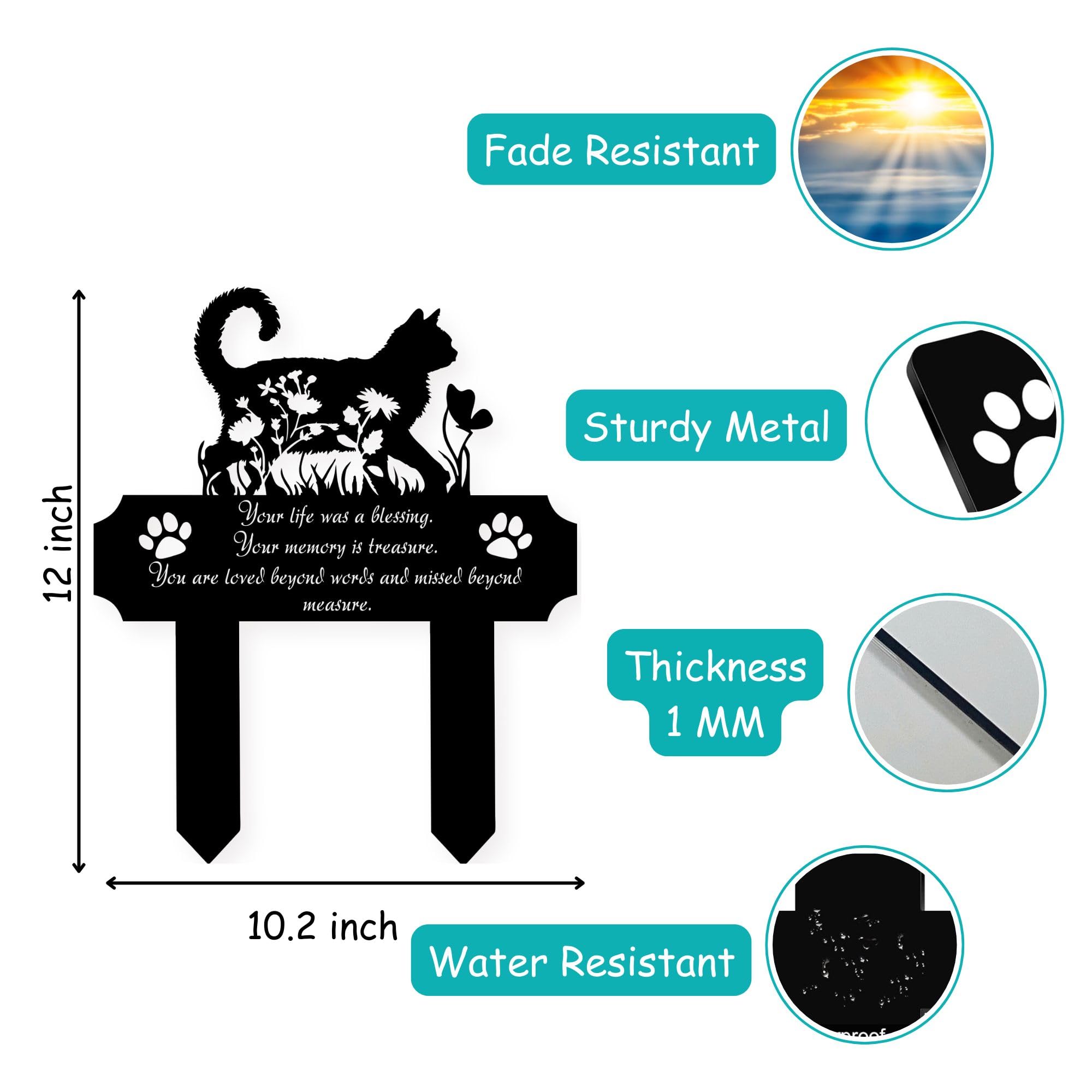 HEGANITS cat grave marker engraved-quote honors memory and companionship.