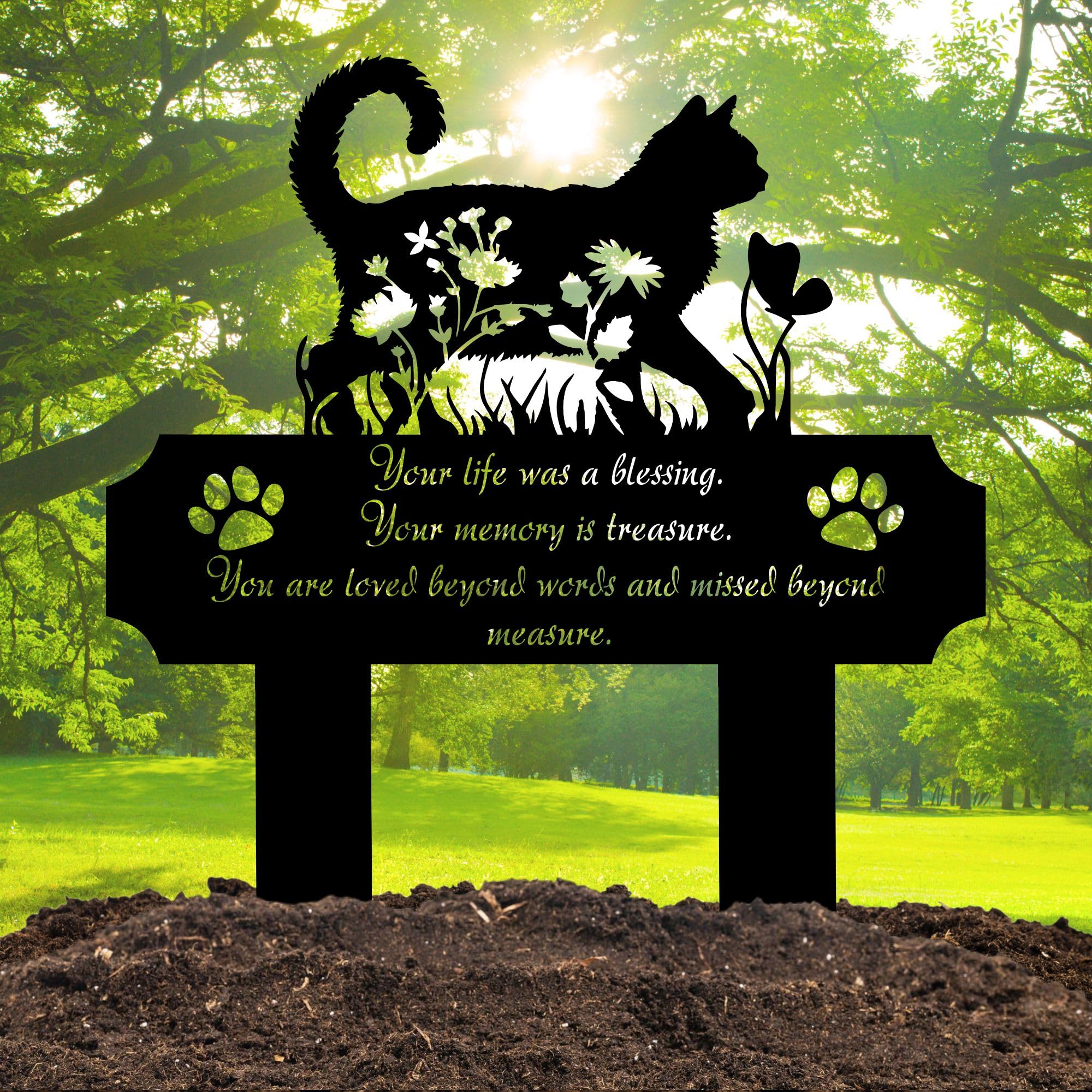 HEGANITS cat grave marker-indoor-display fits on a remembrance shelf.