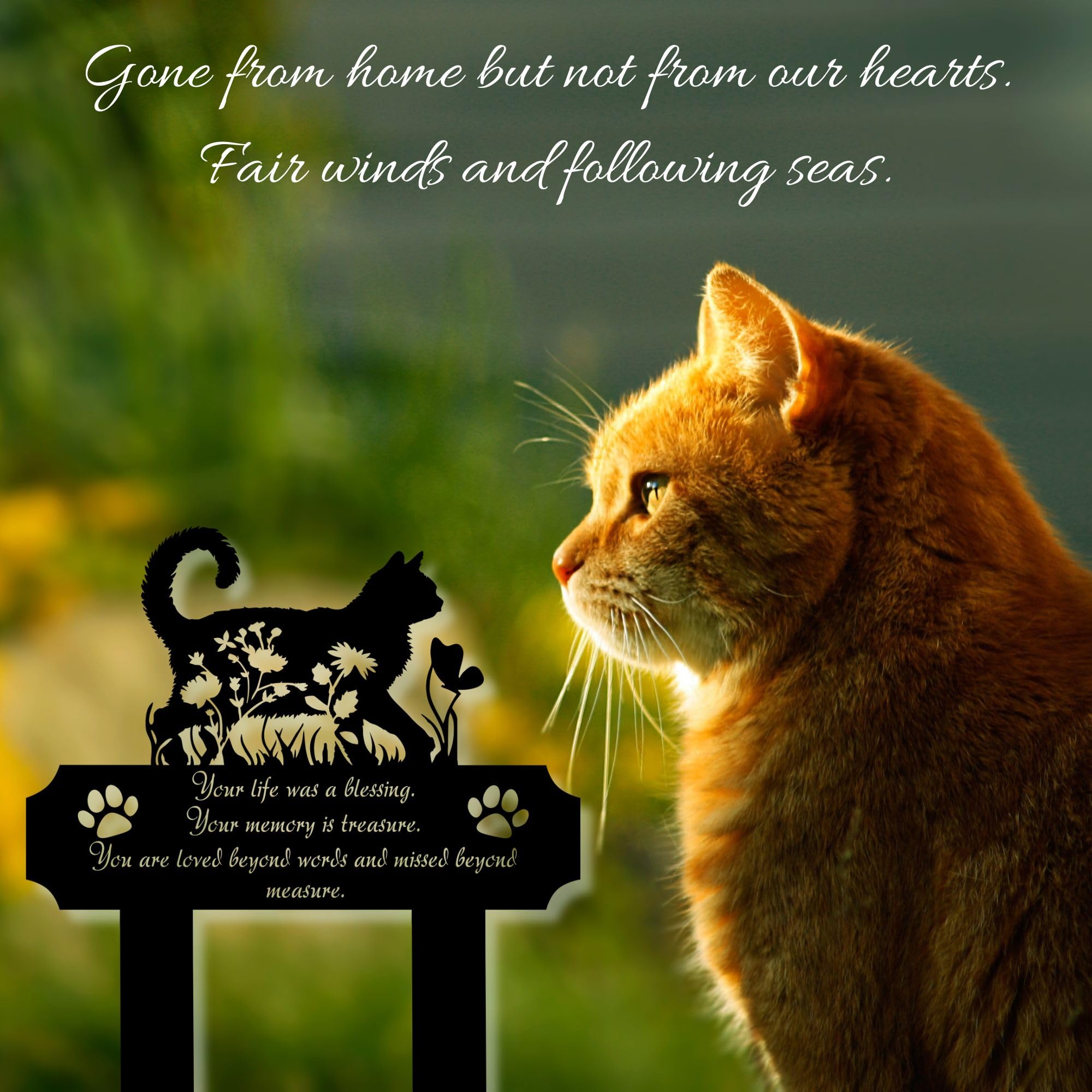 HEGANITS cat grave marker-setup-outdoor shows easy outdoor placement.