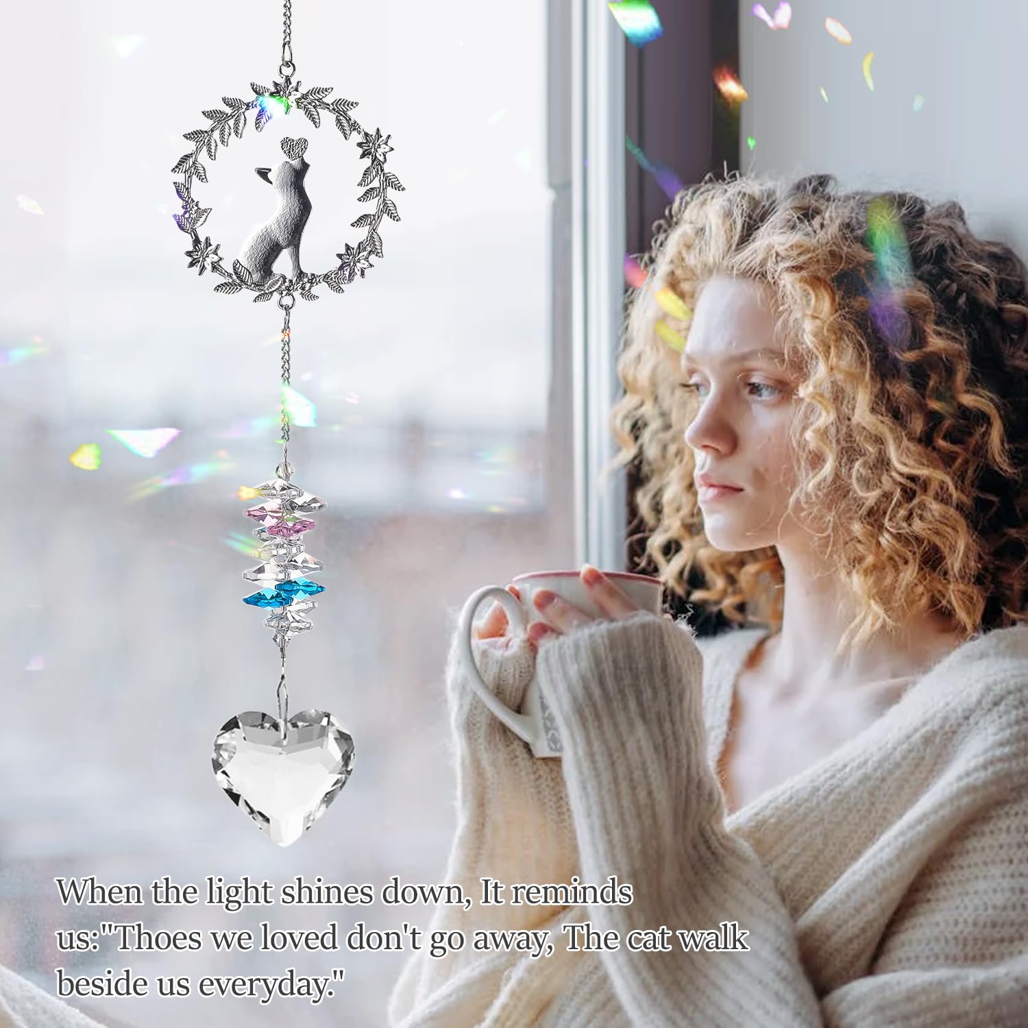 HEGELDA memorial gift cat honors a beloved companion with timeless crystal glow.