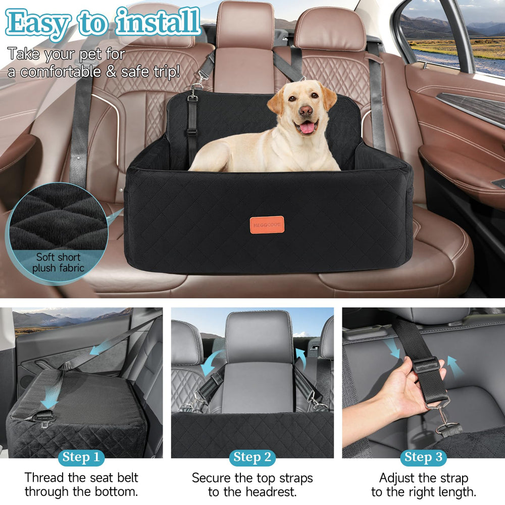 HEGGCOOE large car seat fits up to 55 lbs or two small dogs for road trips
