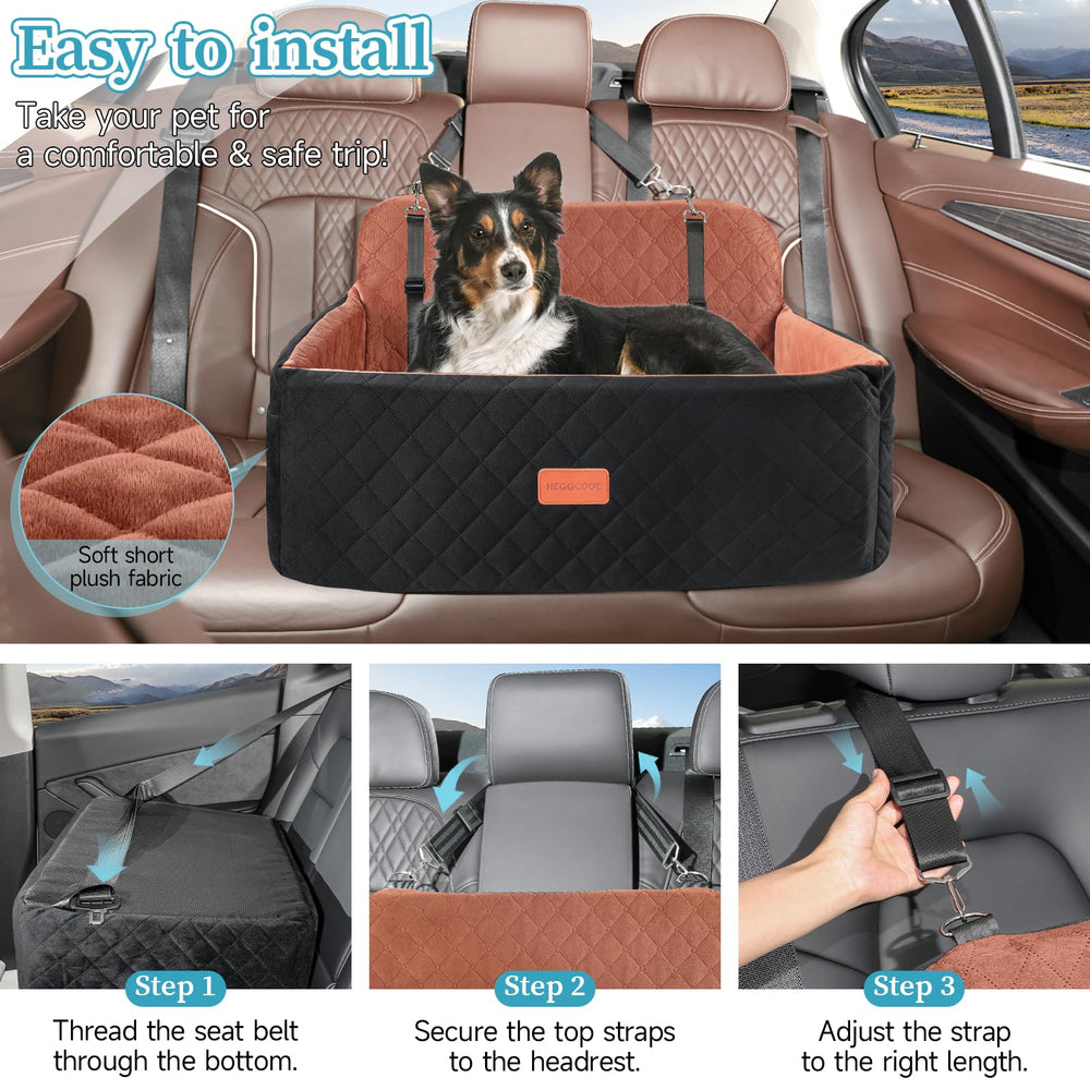 HEGGCOOE dog car seat with safety leashes keeps dogs secure