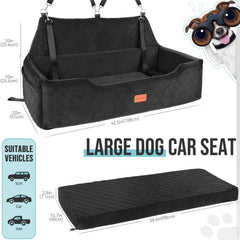 HEGGCOOE large dog car seat back view showing non-slip base stability