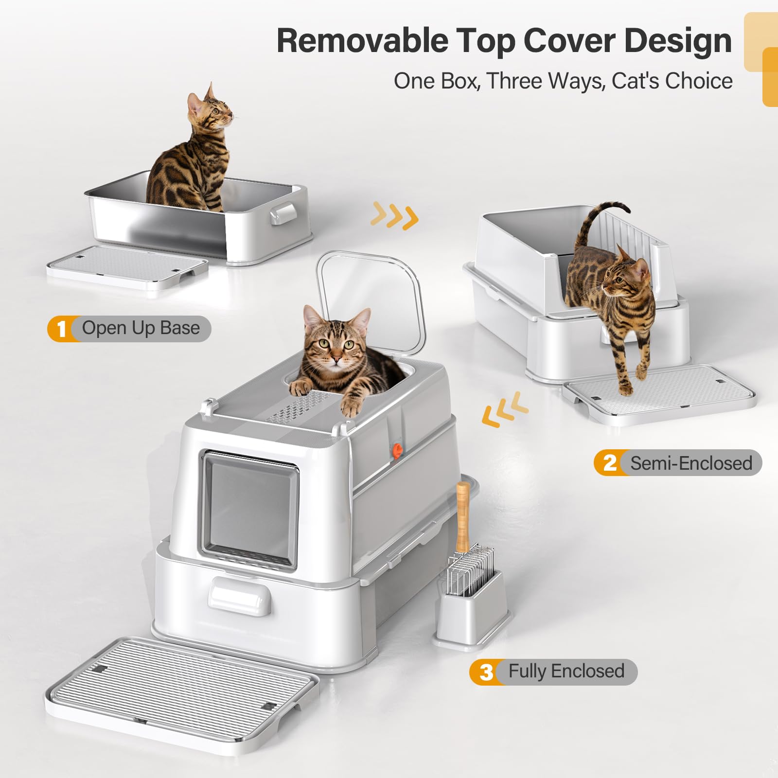 HEGGCOOE modular-litter-box-configuration shows flexible setup for enclosed or semi-open use