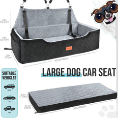 HEGGCOOE two-dog car-seat setup enables travelling with pets securely.