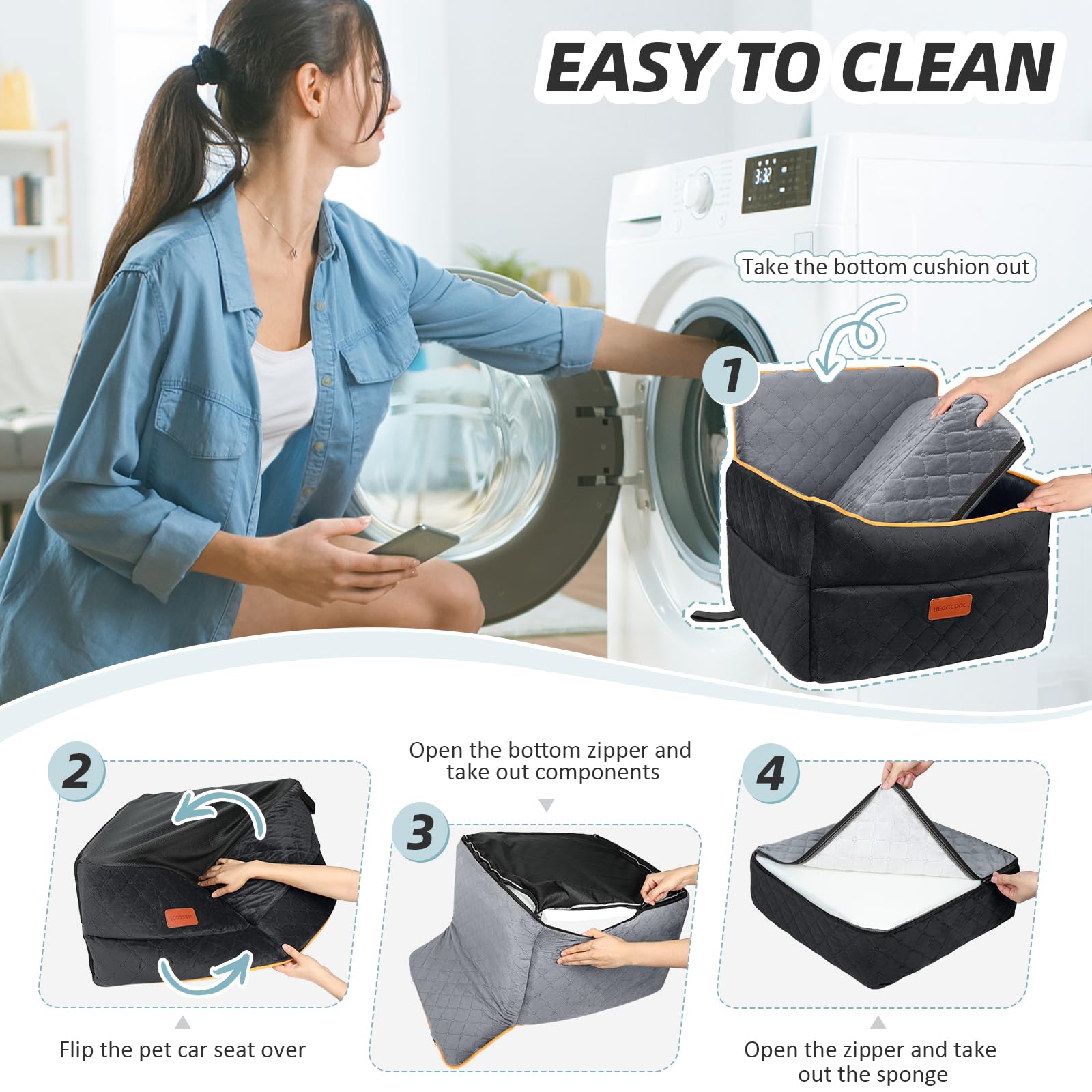 HEGGCOOE installation is simple with seat belt and headrest strap