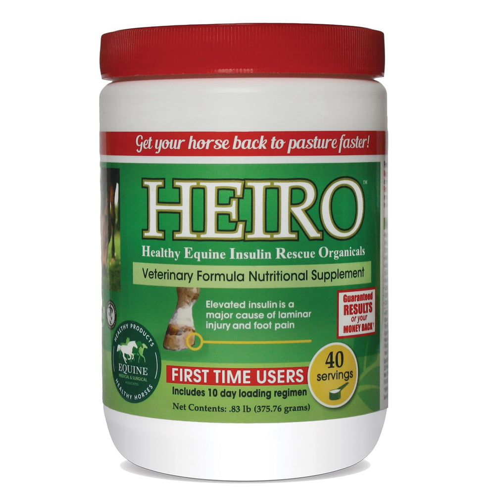Heiro 40 Servings bottle promotes hoof comfort and metabolic support for horses.