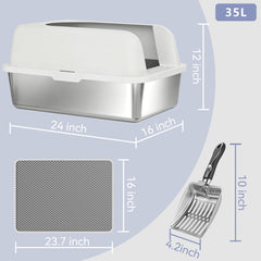 Helntova 6-inch high sides minimize litter overflow during jumps.