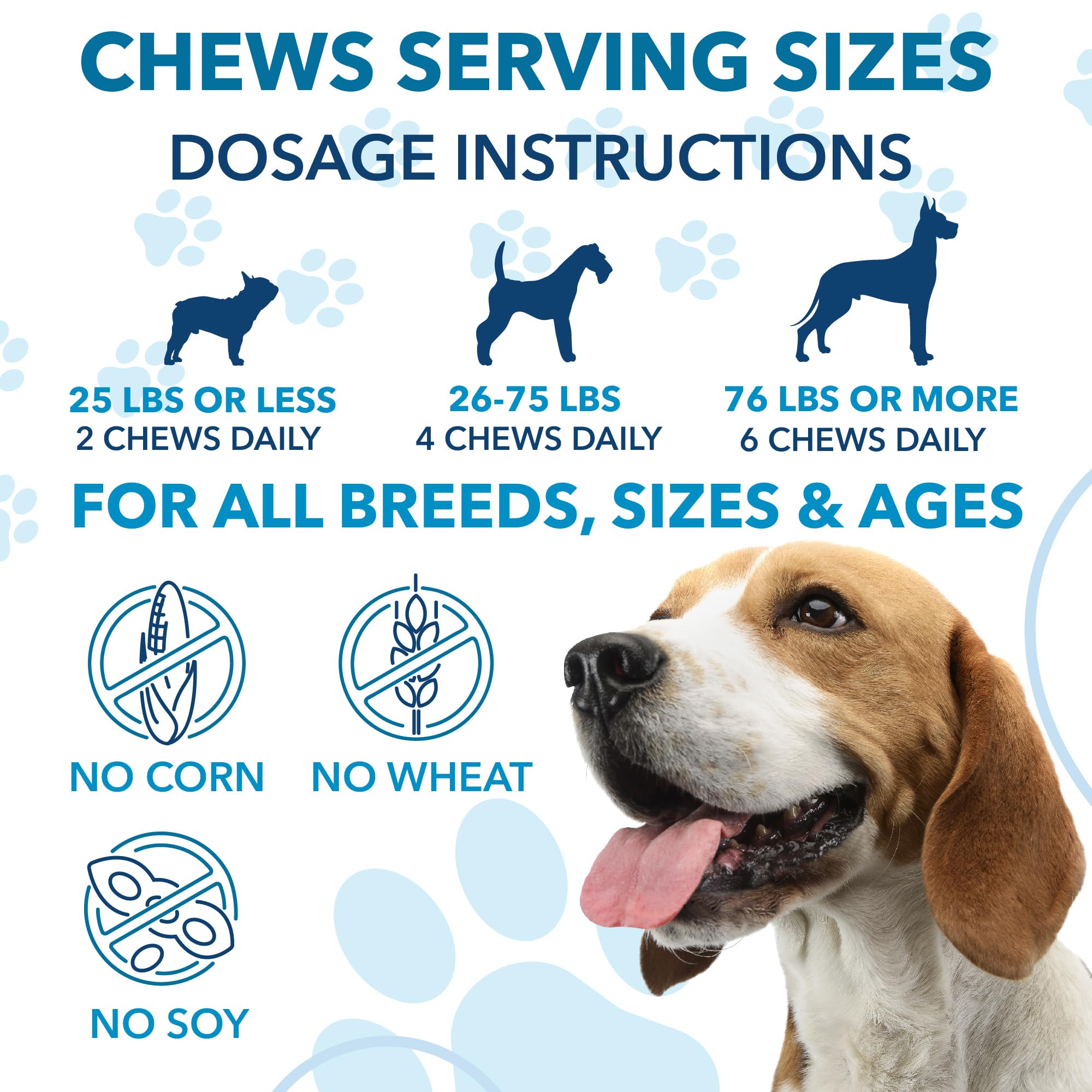 Helopssa dog at vet staying calm with anxiety relief chews.