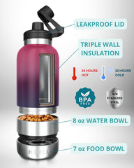 Detachable 8 oz water bowl attached to Hemli bottle for convenient hydration