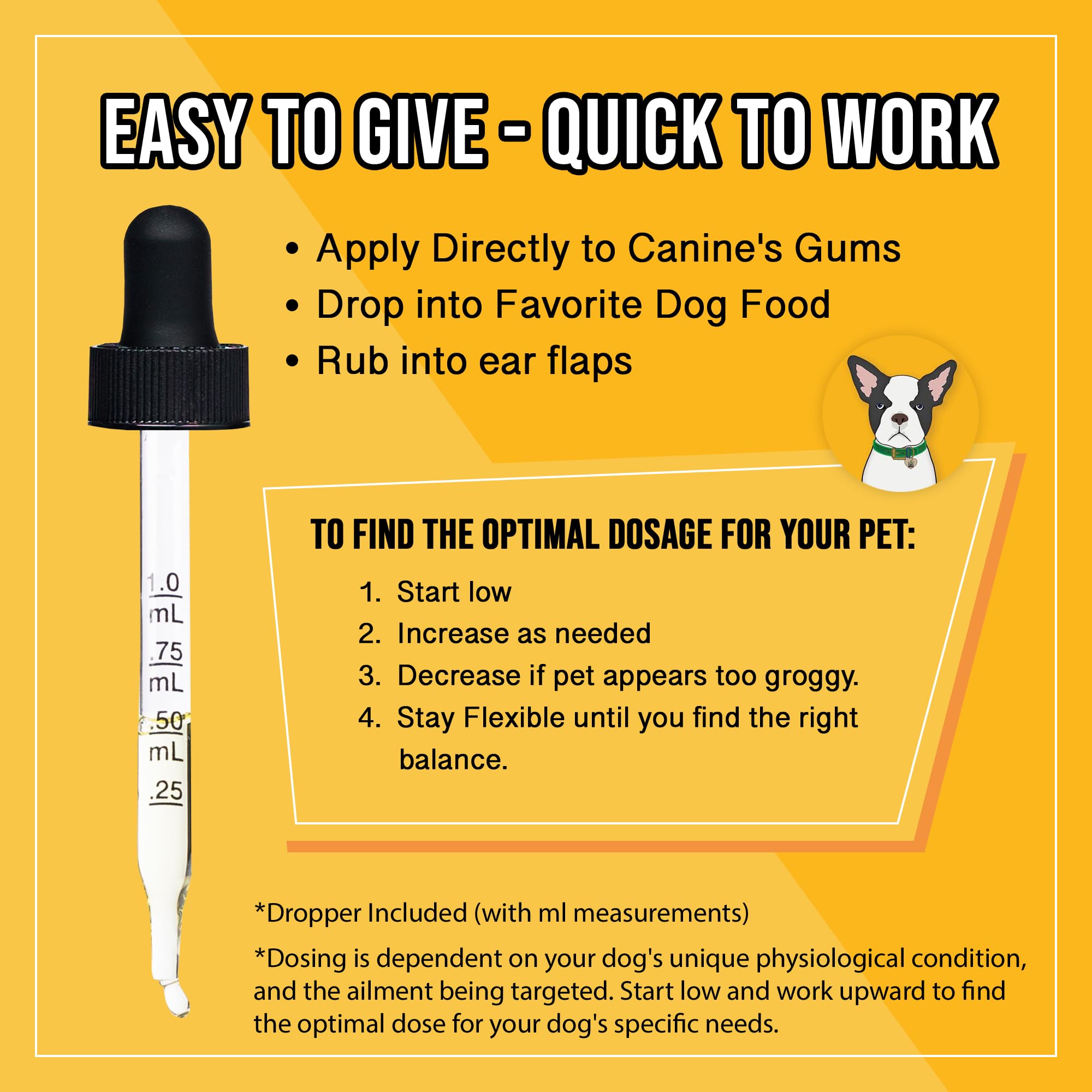 Hemp Dog Health Calm being added to dog’s food for easy dosing.