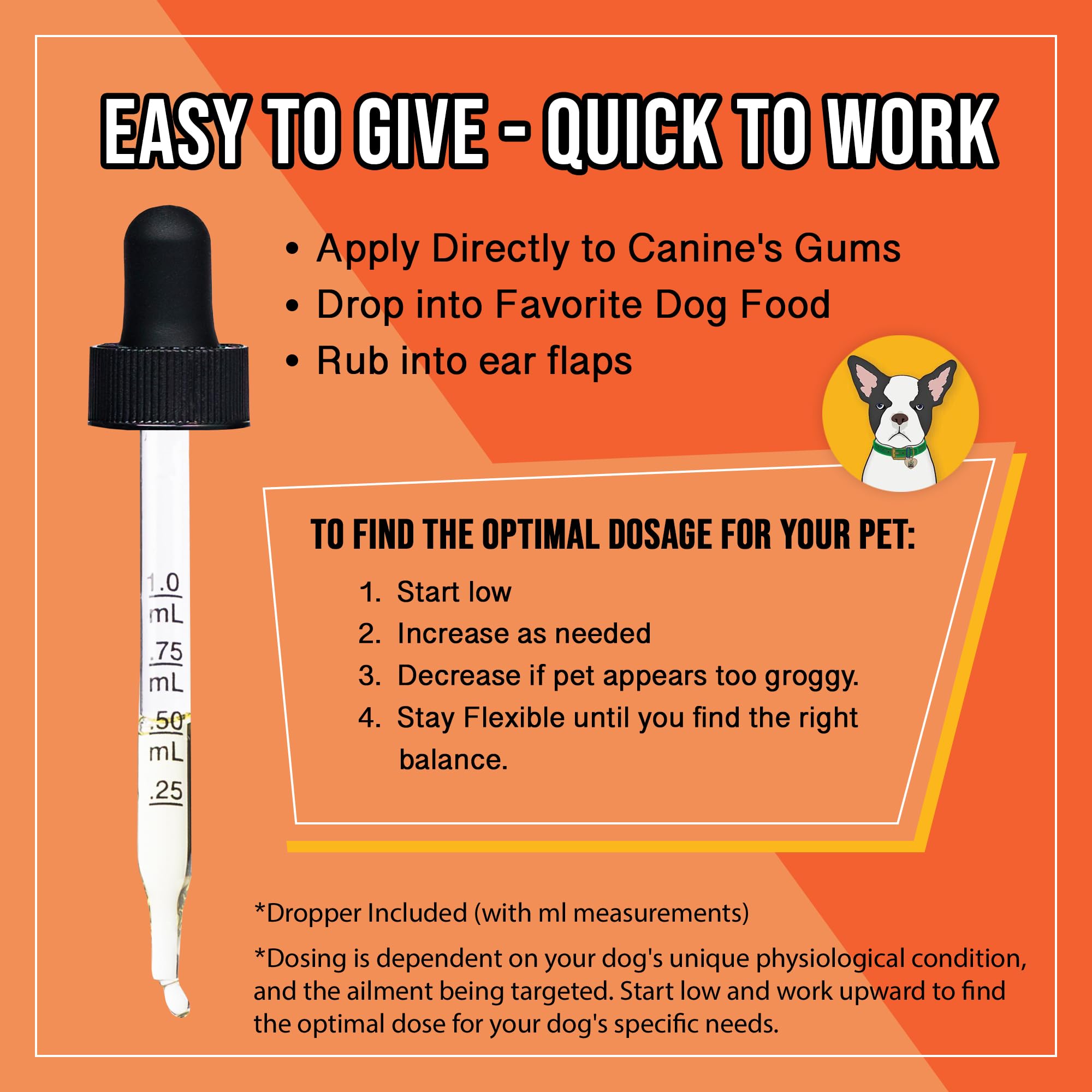 Hemp Dog Health Ease being stirred into dog food for easy daily wellness.