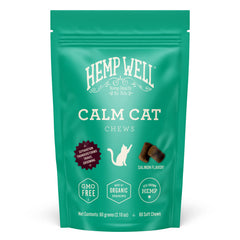 Hemp Well Calm Cat Soft Chews bottle front supports calmer demeanor for anxious cats.