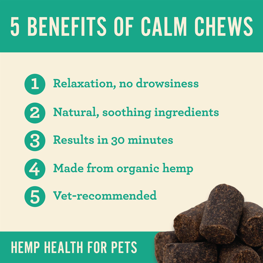 Hemp Well Calm Cat Soft Chews with organic chamomile and hemp for relaxation support.