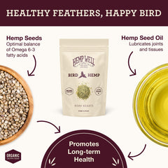 Hemp Well Hemp Hearts for Birds bag open, ready for feeding