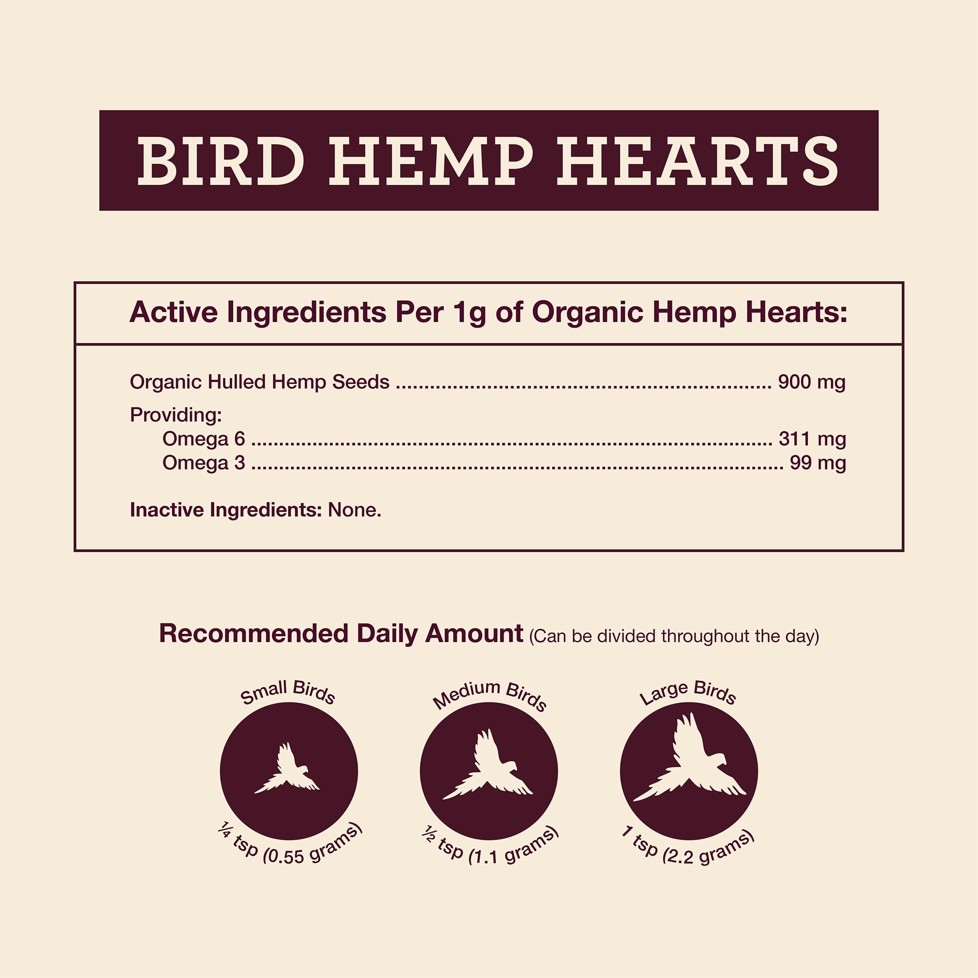Hemp Well Hemp Hearts served as a healthy snack for birds