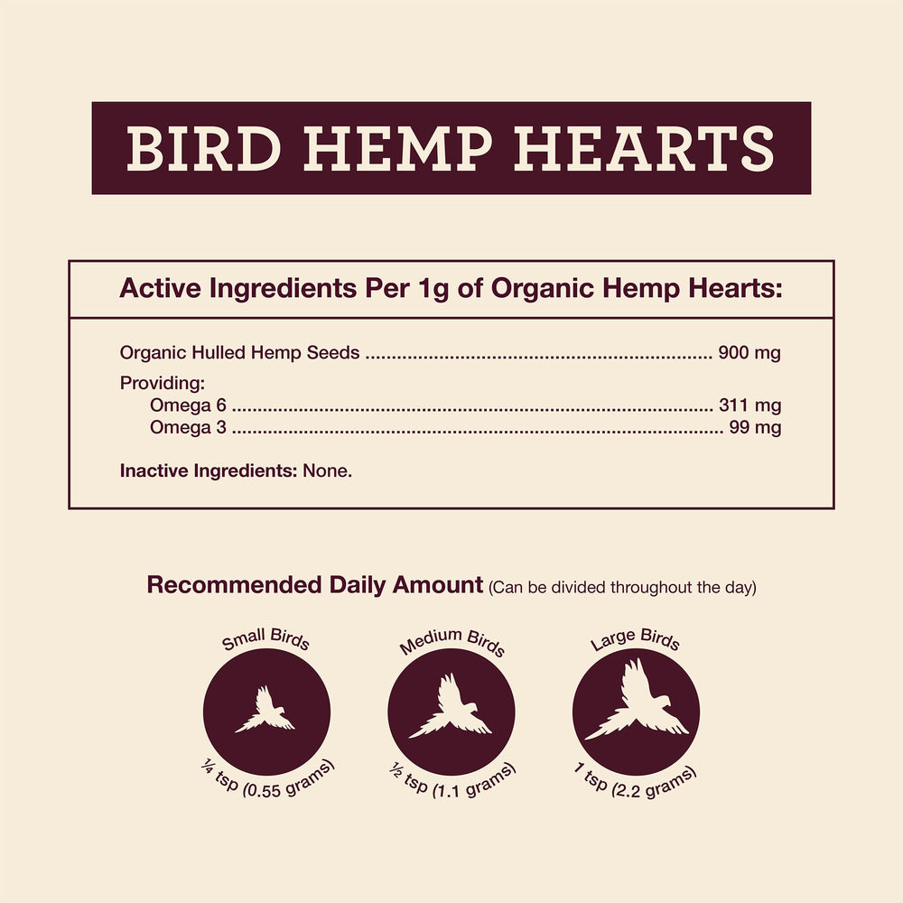 Hemp Well Hemp Hearts served as a healthy snack for birds