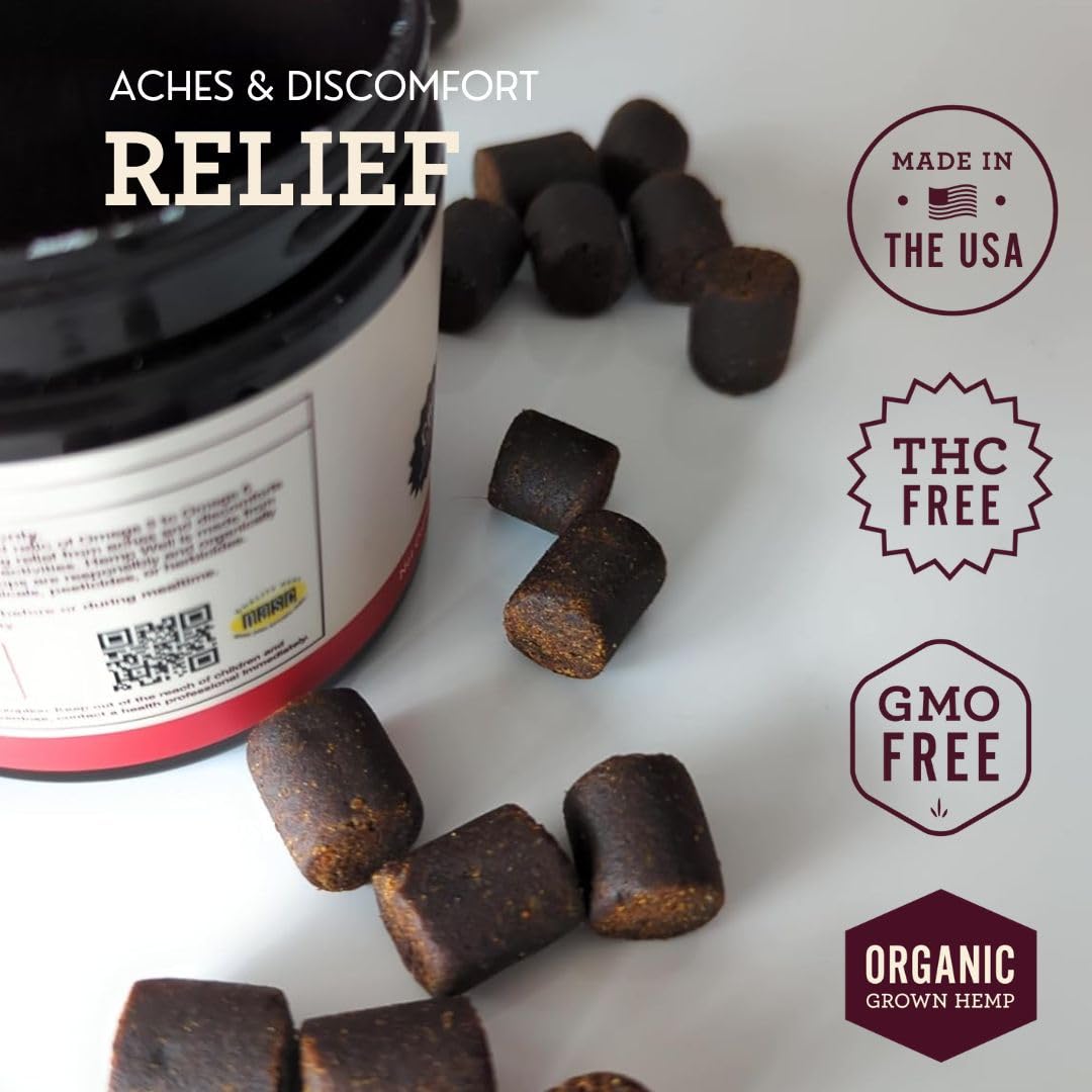 Hemp Well Relief Dog Soft Chews closeup shows soft texture for easy dosing