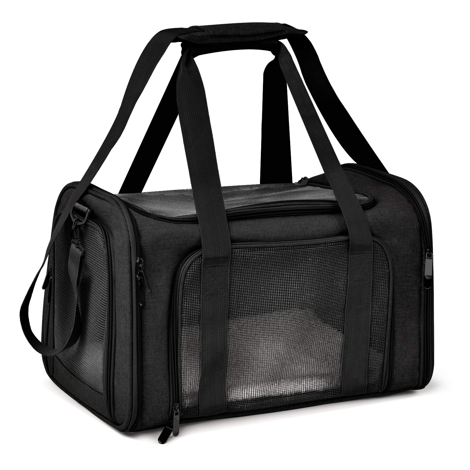 Henkelion airline-approved pet carrier with open view for easy monitoring during travel.