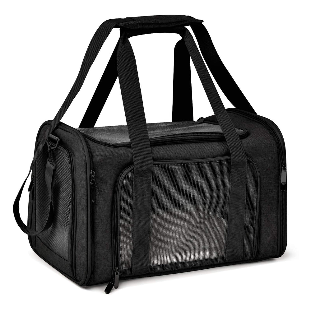 Henkelion airline-approved pet carrier with open view for easy monitoring during travel.