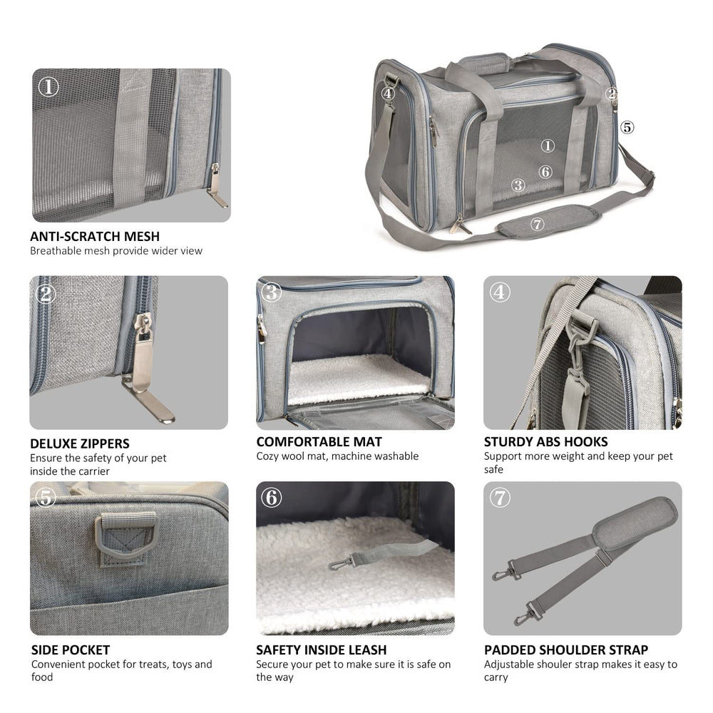 Henkelion cat carrier airline approval tag visible for travel