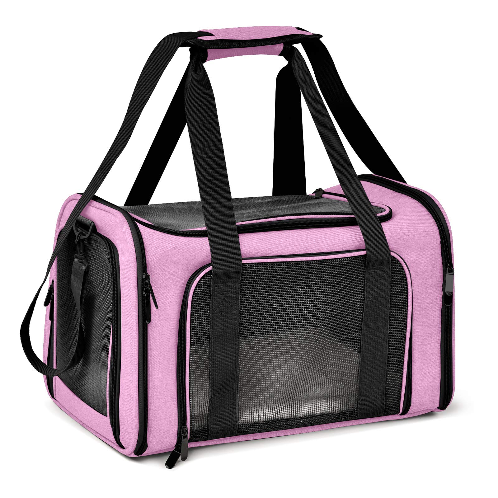 Henkelion large cat carrier side view with mesh for visibility and airflow, easy pet checks.