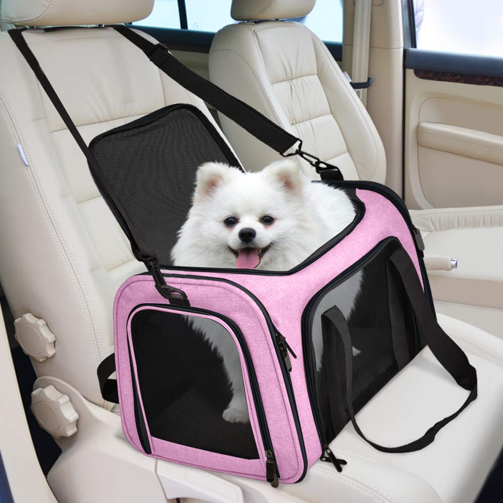 Henkelion large cat carrier size guide image showing 25 lbs limit and dimensions.