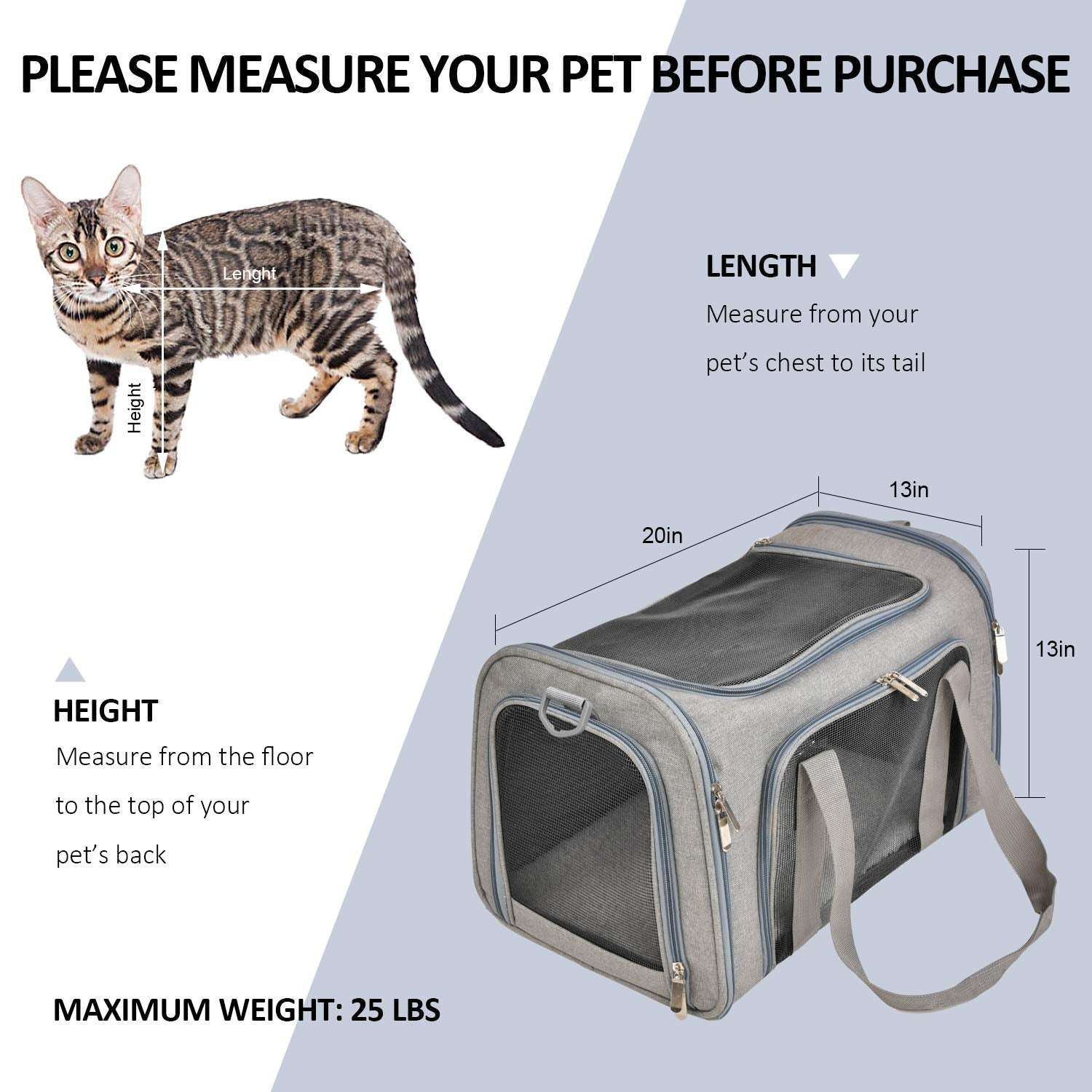Henkelion large pet carrier grey four-side mesh enables airflow and monitoring