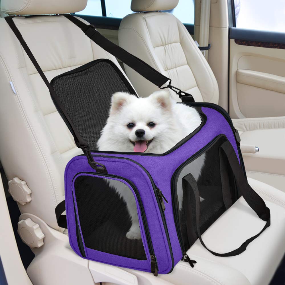 Henkelion pet carrier adjustable-shoulder-strap enables hands-free comfort