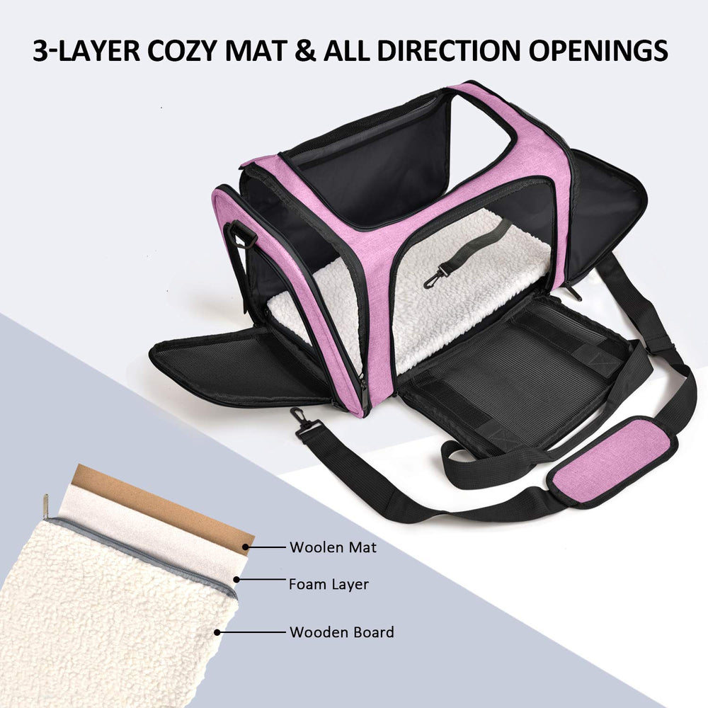 Henkelion Pet Carrier mesh-sides provide visibility and airflow for pet comfort.