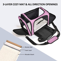 Henkelion Pet Carrier mesh-sides provide visibility and airflow for pet comfort.