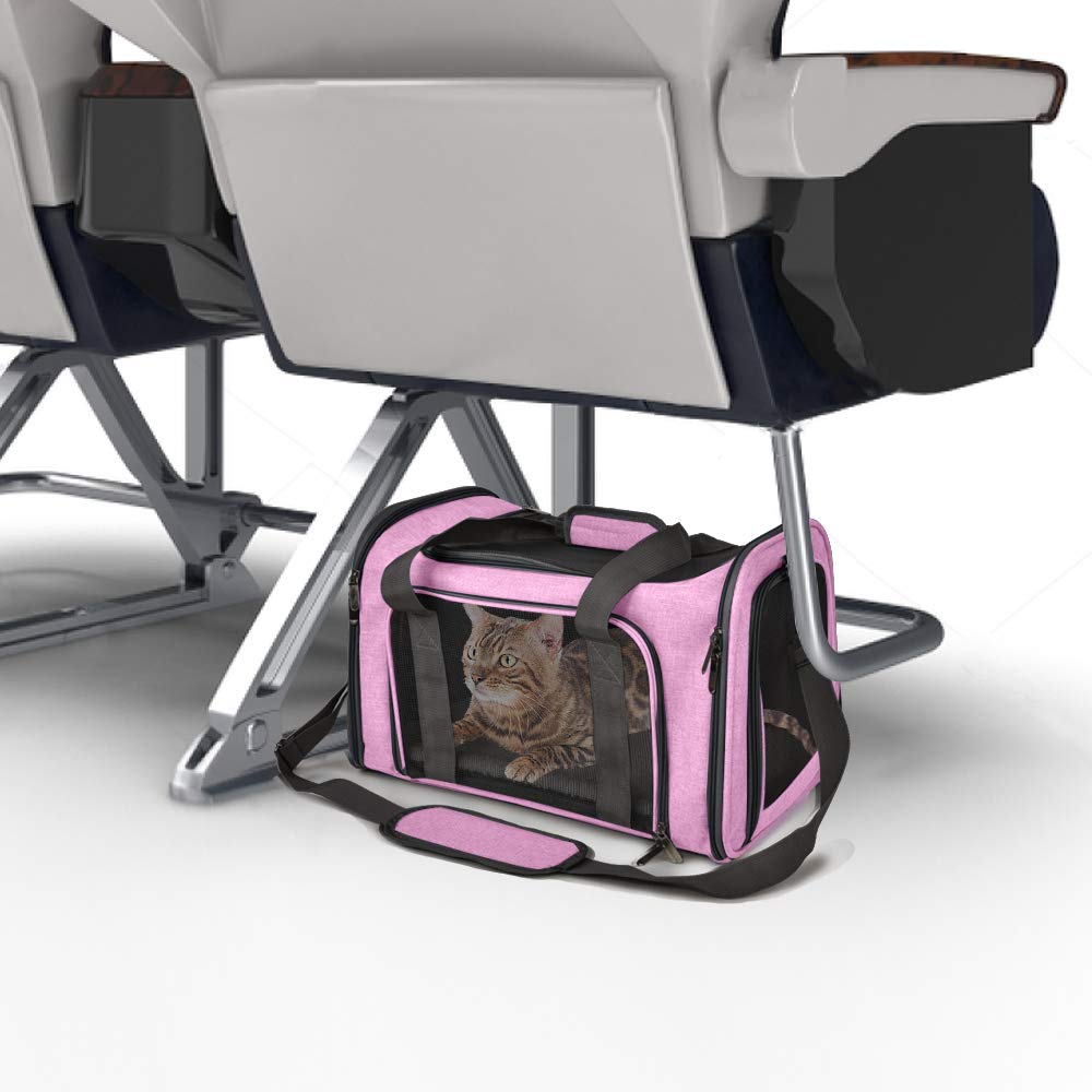 Henkelion Pet Carrier padded-shoulder-strap adds hands-free carrying comfort.