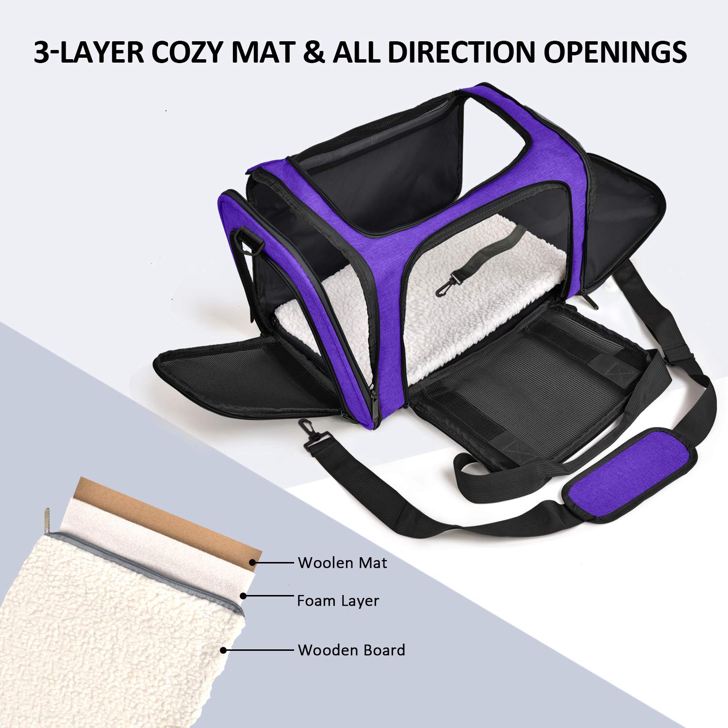 Henkelion pet carrier soft-sided collapsible structure saves space in bags and car trips