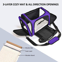 Henkelion pet carrier soft-sided collapsible structure saves space in bags and car trips