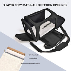 Henkelion soft-sided carrier uses durable fabric for everyday pet trips.