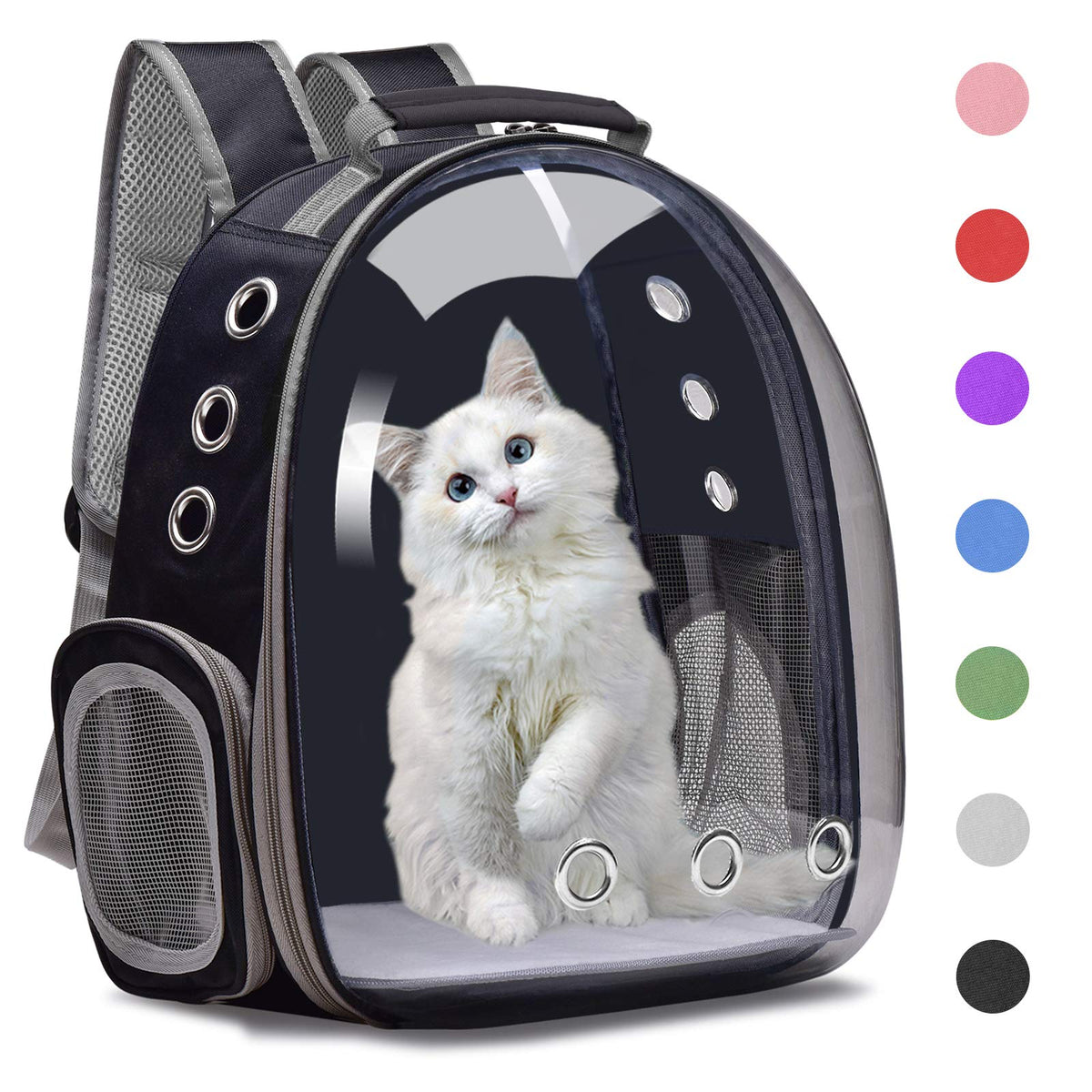 Henkelion space capsule bag front view offers a secure, wide-angle view for pets.