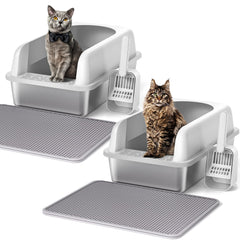 Henkelion stainless steel litter box lid setup for easy access and cleaning