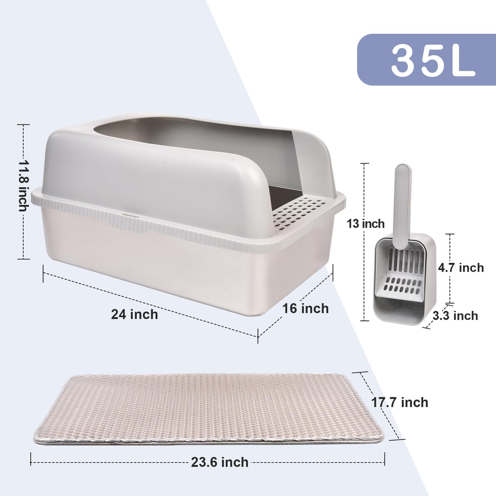 Henkelion litter box top view highlights large interior and easy cleaning design