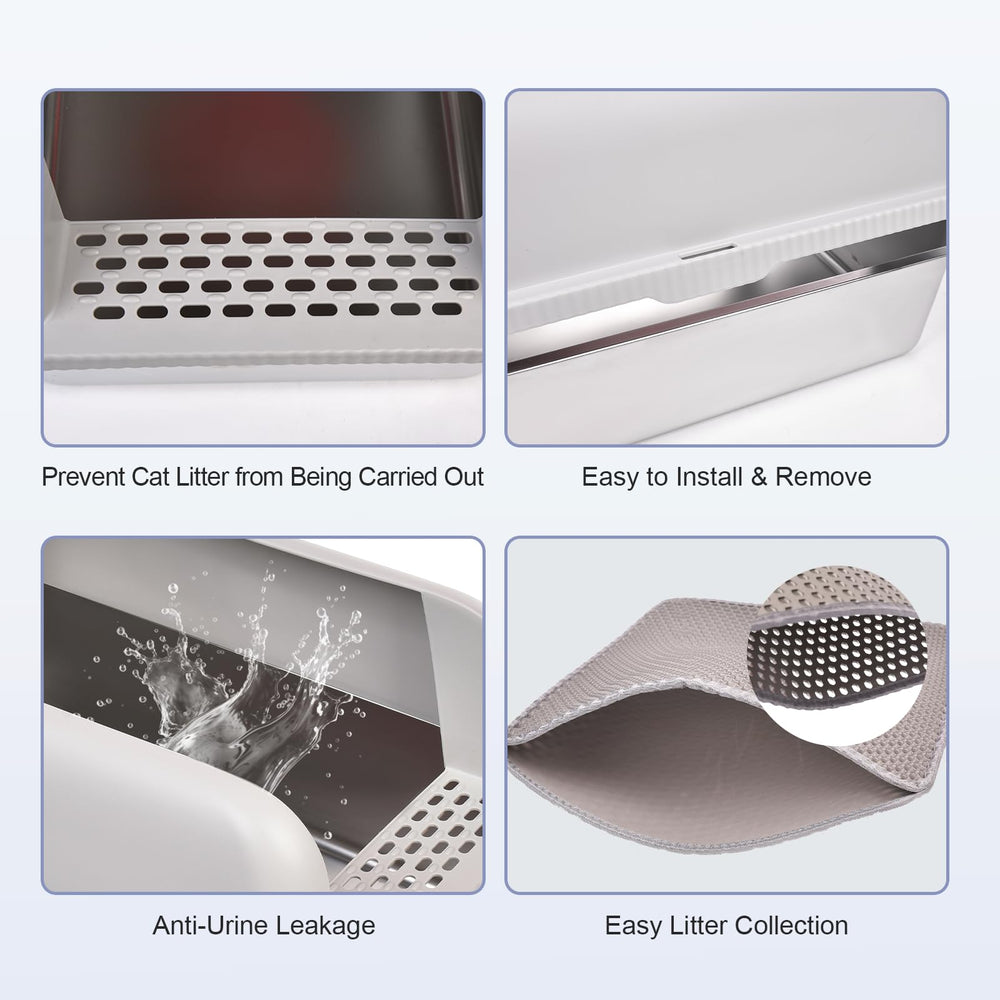 Henkelion stainless steel litter box with lid for secure containment and odor control