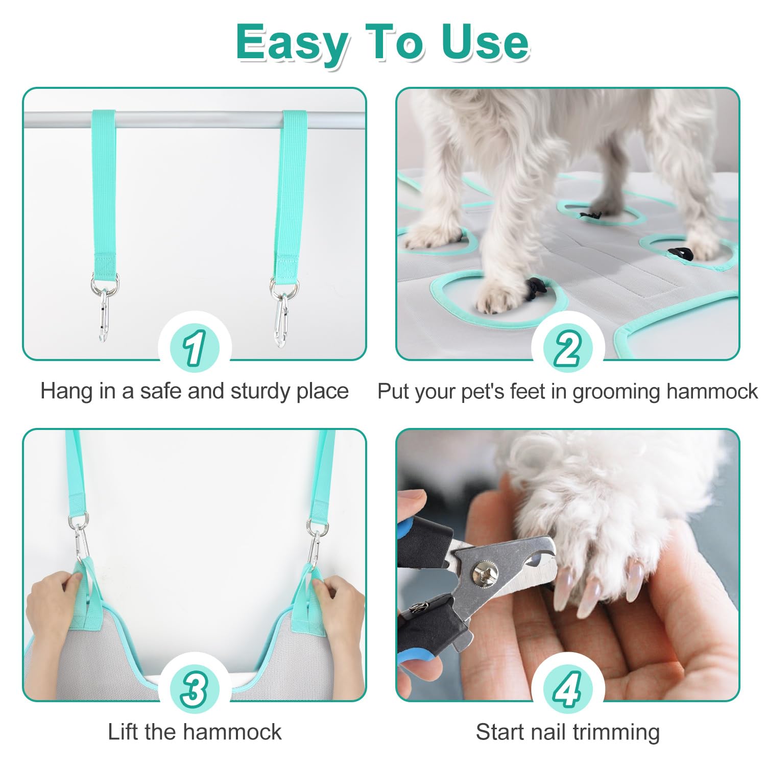 Henyopet hammock with integrated nail clippers highlights streamlined nail trimming sessions.