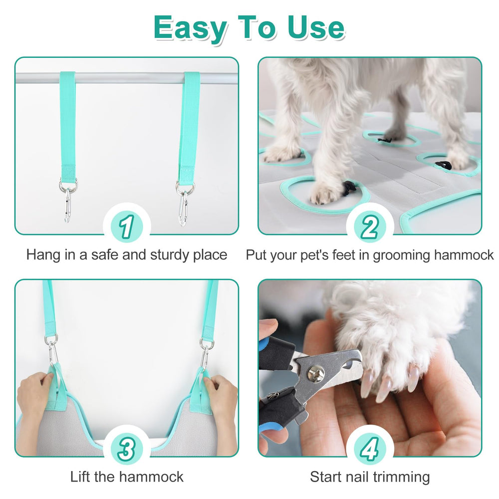 Henyopet hammock with integrated nail clippers highlights streamlined nail trimming sessions.