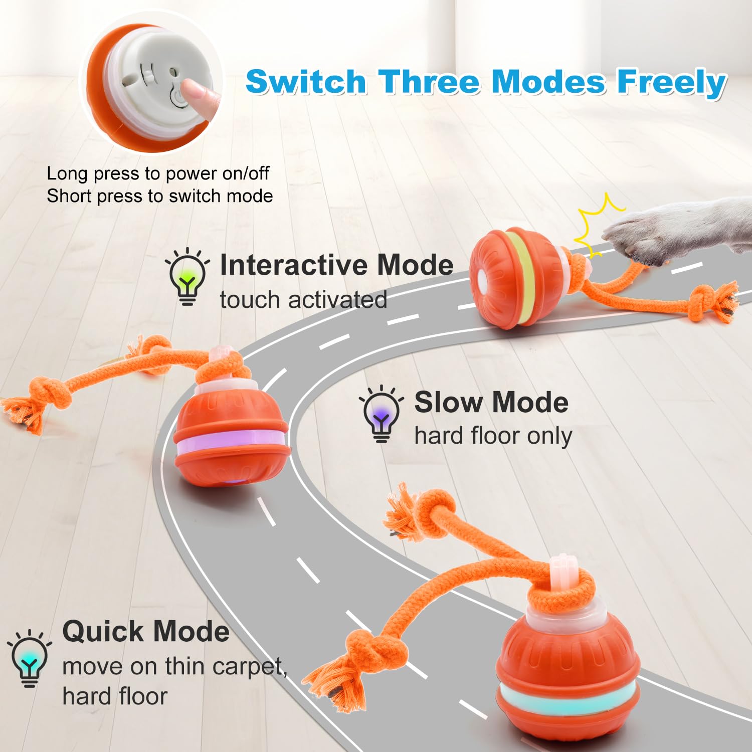 Henyopet interactive ball in action showcases rolling play and paw engagement